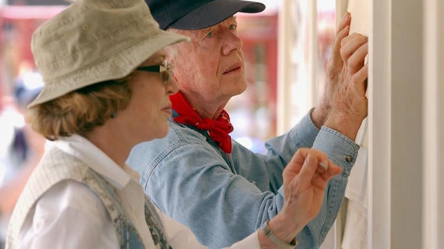 Former President Carter Works On Habitat For Humanity Homes 