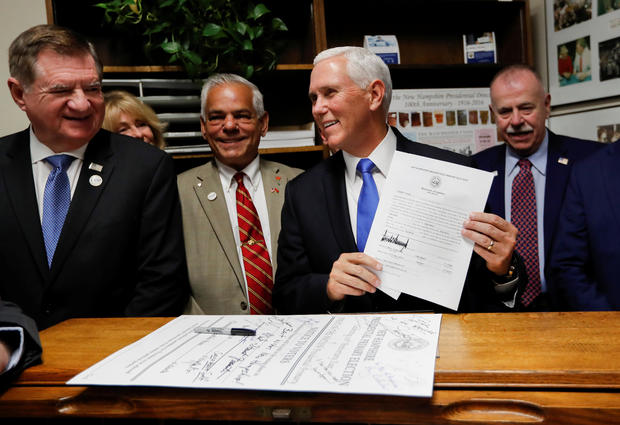 U.S. Vice President Pence files candidacy papers for President Trump to appear on the 2020 New Hampshire primary election ballot in Concord 