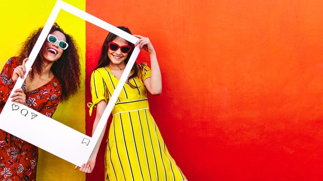 Friends posing for their social media post photo 