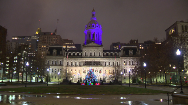 baltimore city hall in purple for ravens 12.9.19 