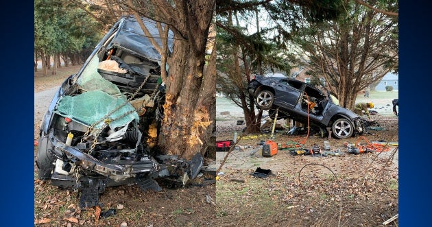 Man Seriously Injured After Crashing Into Tree In Edgewater - CBS Baltimore