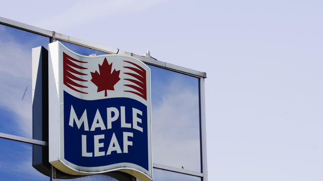 A sign for the Maple Leaf food processing plant is seen in Toront in Toronto 
