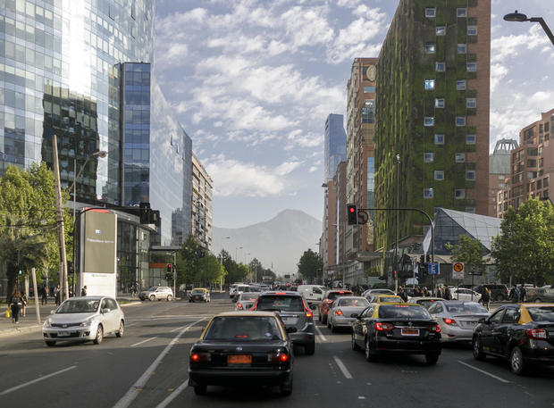 Street scene in Santiago de Chile, capital of Chile 