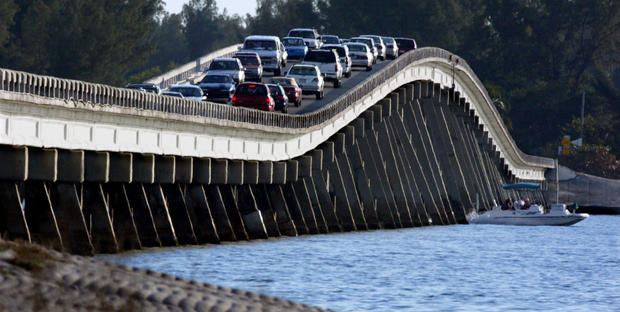 For Travel - 02/16/03 - As many as 12,000 cars a day cross the causeway from Ft. Myers to Sanibel Island.  A 20 mph speedlimit guarantees a traffic jam and a trip of over an hour drivetime. 