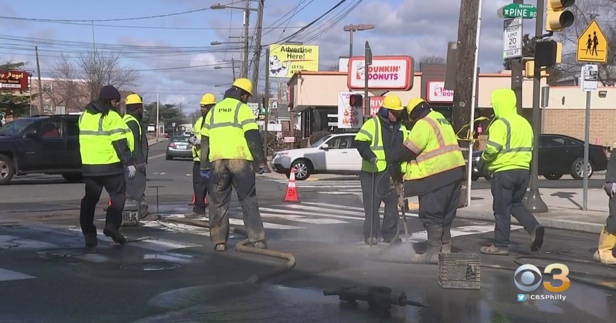 Water Main Break Shuts Down Portion Of Rhawn Street In Fox Chase - CBS ...