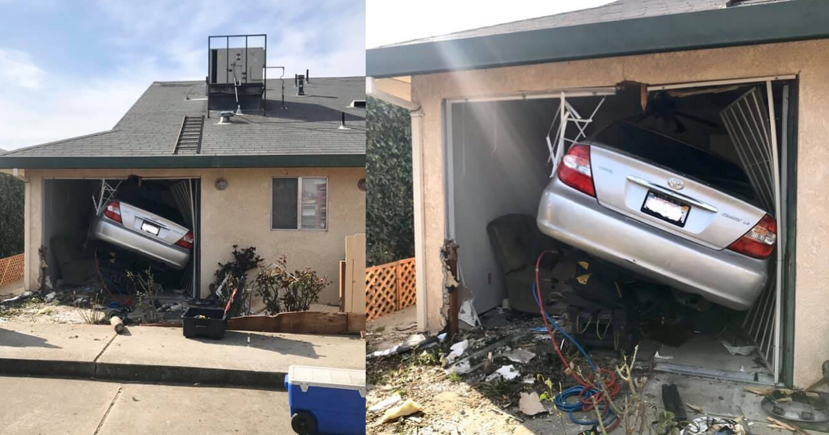 Crews Free Person Pinned Under Car That Slammed Into Apartment CBS