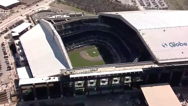 Aerial shot of Globe Life Field 