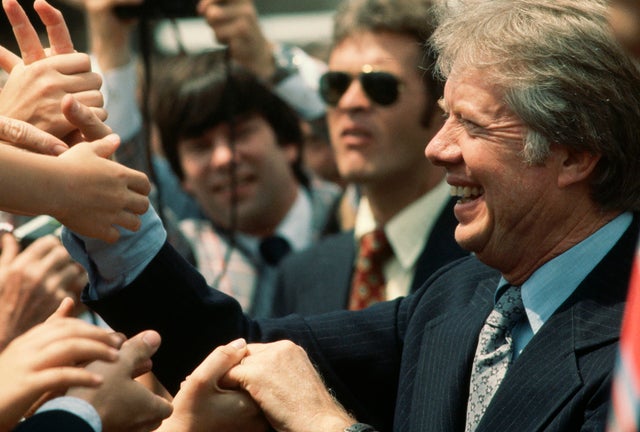 President Carter Greeting Airport Crowd 