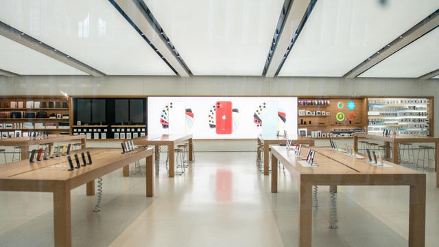 An empty Apple store is seen following the outbreak of coronavirus disease (COVID-19), in New York City 