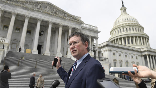 Republican Congressman Thomas Massie of Kentucky speaks during a rally in support of the Second Amendment on January 31, 2020, in Frankfort, Kentucky. 