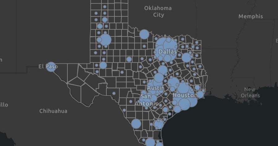 COVID-19 Texas Cases - Map - CBS Texas