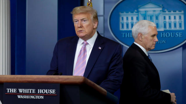 President Donald Trump arrives to lead the coronavirus response daily briefing in Washington 