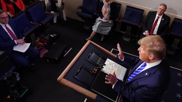 U.S. President Donald Trump leads the daily coronavirus disease outbreak task force briefing at the White House in Washington 