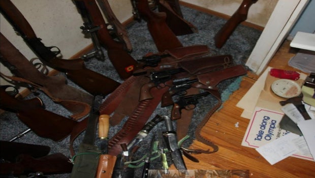 Weapons seized at Pacifica drug suspects Johnson Arruabarrena 