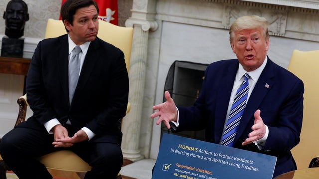 U.S. President Trump meets with Florida Governor DeSantis about coronavirus response at the White House in Washington 