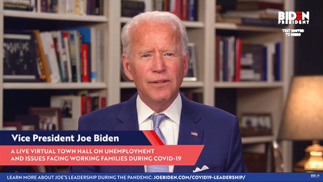 Presidential Candidate Joe Biden Holds Virtual Town Hall To Hear Coronavirus Concerns 