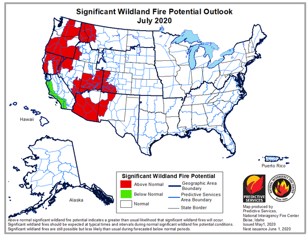 NIFC Wildfire Outlook July 