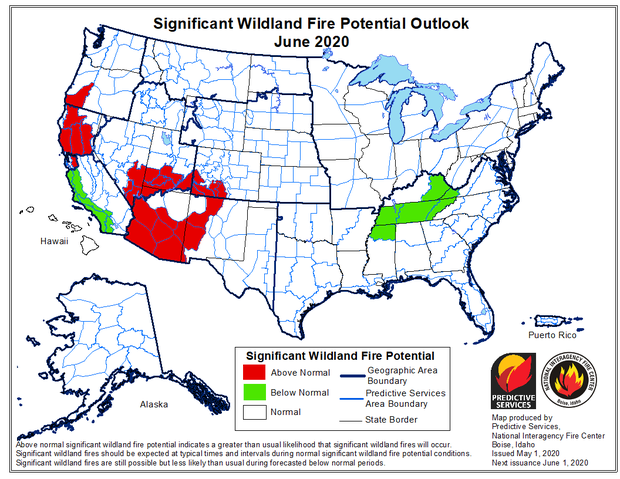 NIFC Wildfire Outlook June 