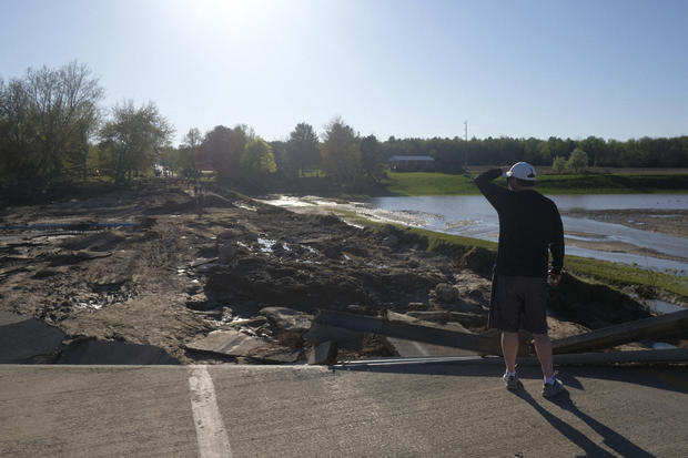 Two Dams Burst Flooding Town Of Midland, Michigan 