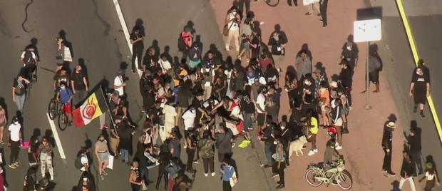 Crowds In Downtown Los Angeles Protest Death Of George Floyd 