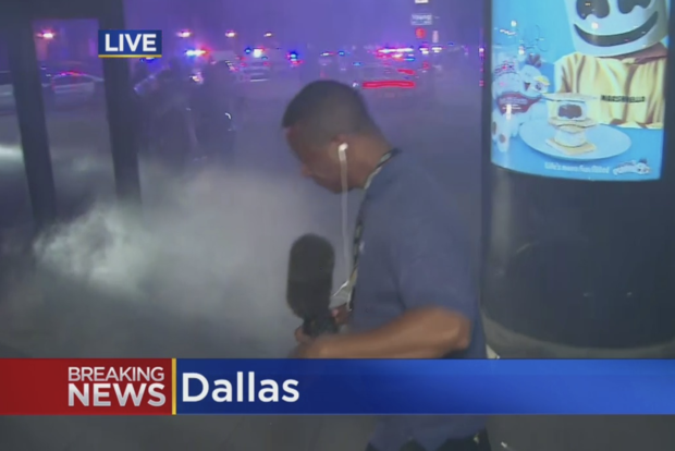 Steve Pickett hit with tear gas covering protest in Dallas 