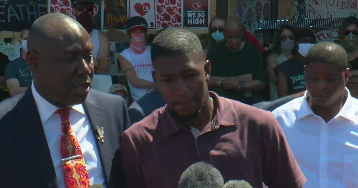 Floyd's Son, Quincy Mason, Arrives At Vigil At 38th And Chicago