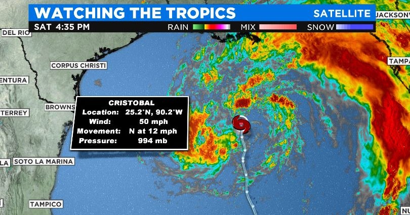 Tropical Storm Cristobal Progressing Toward US Gulf Coast - CBS Texas