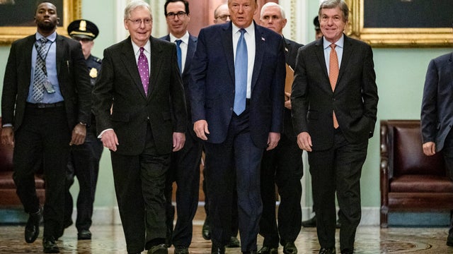 President Trump Meets With GOP Lawmakers On Capitol Hill On Coronavirus Plan 
