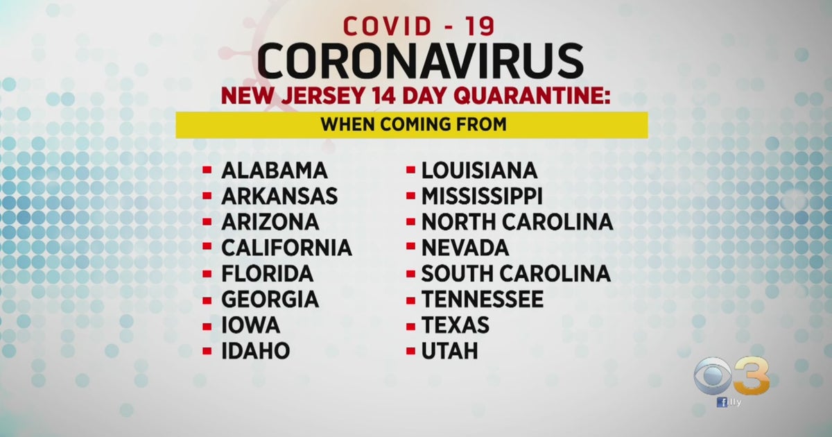 New Jersey Asking Travelers From 16 States To Self-Quarantine - CBS Philadelphia New Jersey Asking Travelers From 16 States To... 