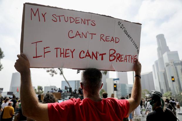 Black Lives Matters Rallies At LA Board Of Education To Defund School Police 