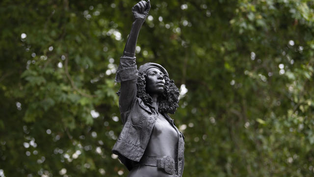 Statue Of BLM Protester Placed On Colston Plinth In Bristol 