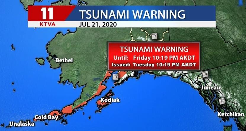 Alaska tsunami warning map