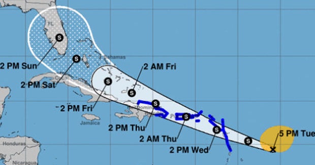 Tropical Storm Isaias forms near Puerto Rico - CBS News