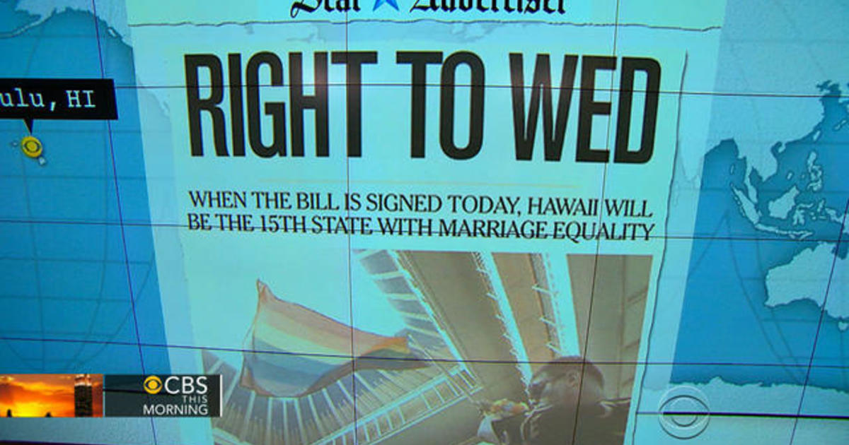Headlines Hawaii Poised To Become 15th State To Legalize Same Sex Marriage Cbs News 5406