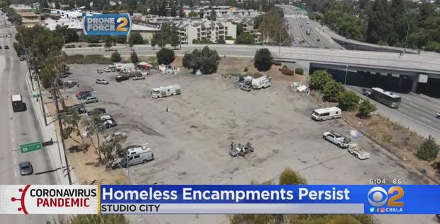 Drone Video Studio City Homeless Encampment 