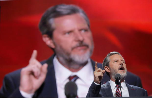 FILE PHOTO: Liberty University President Jerry Falwell Jr. speaks during the final day of the Republican National Convention in Cleveland 