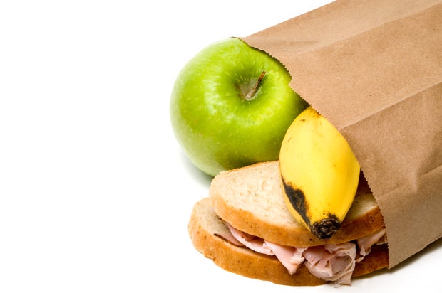 healthy school lunch produce brown bag 