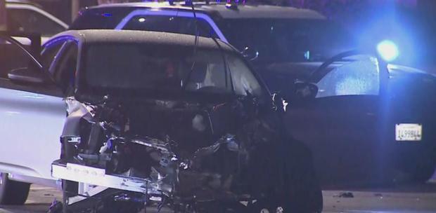Violent North Hollywood Wreck Knocks Engine Out Of Car, Several Flee 