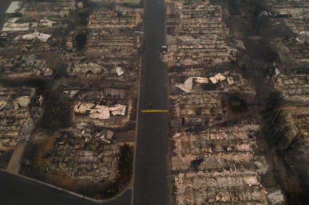 The gutted Medford Estates neighborhood in the aftermath of the Almeda fire in Medford, Oregon 