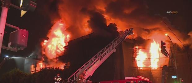 Greater-Alarm Fire Rips Through East LA Building Under Construction 