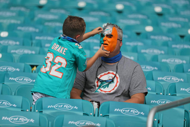 A general view of the Miami Dolphins logo on the field prior to the News  Photo - Getty Images