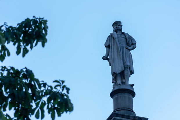 A view of the Christopher Columbus statue at Columbus Circle 