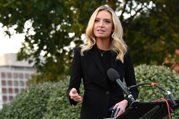 White House Press Secretary Kayleigh McEnany speaks to members of the media at the White House in Washington 