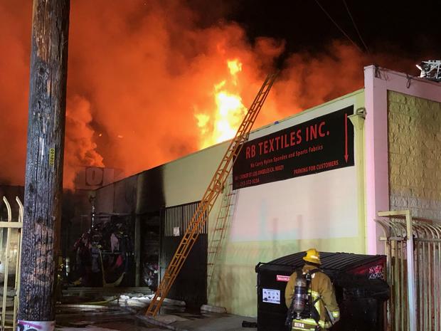 Greater-Alarm Blaze Engulfs Textile Business In Downtown LA 