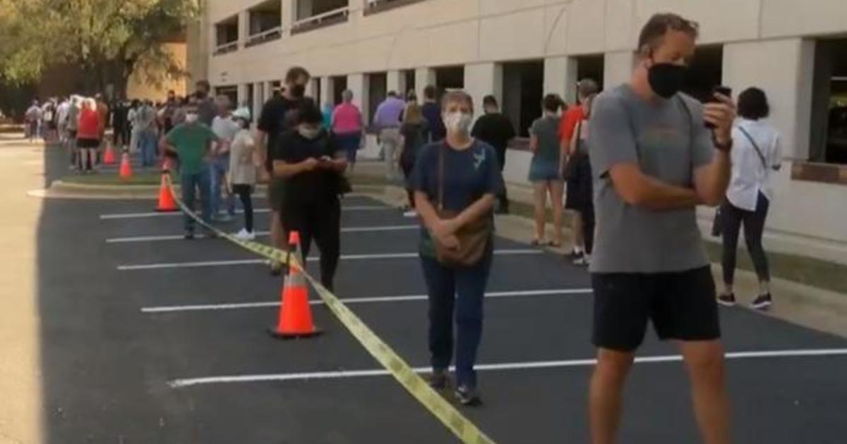 First Day Of Texas In-person Voting Sees Huge Turnout - CBS News