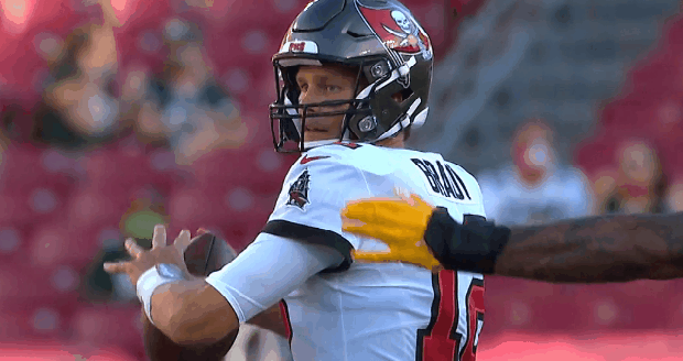 Tom Brady poked in the eye 