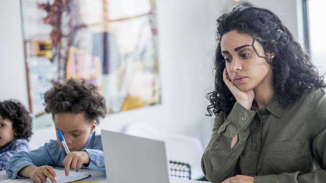 Mother working from home 