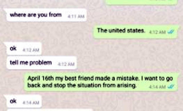 Will Hargrove WhatsApp message