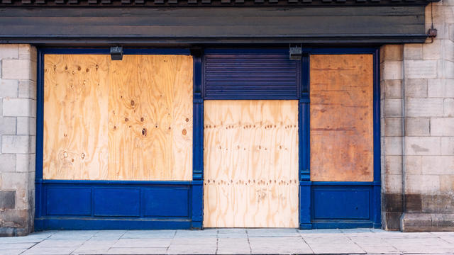 Boarded up shop 