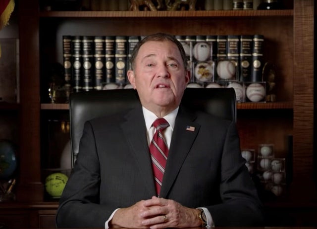 Utah's governor Gary Herbert announces a new state of emergency and COVID-19 restrictions, in Salt Lake City, Utah 